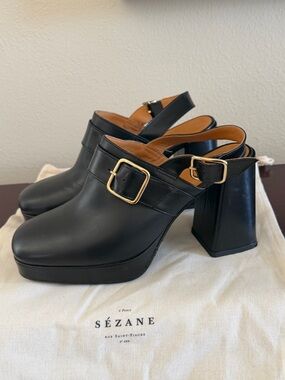 Sezane Rebecca High Clogs Smooth black  - Size 36